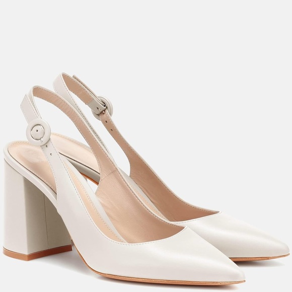 Elegant White Slingback Heels - Picture 1 of 5